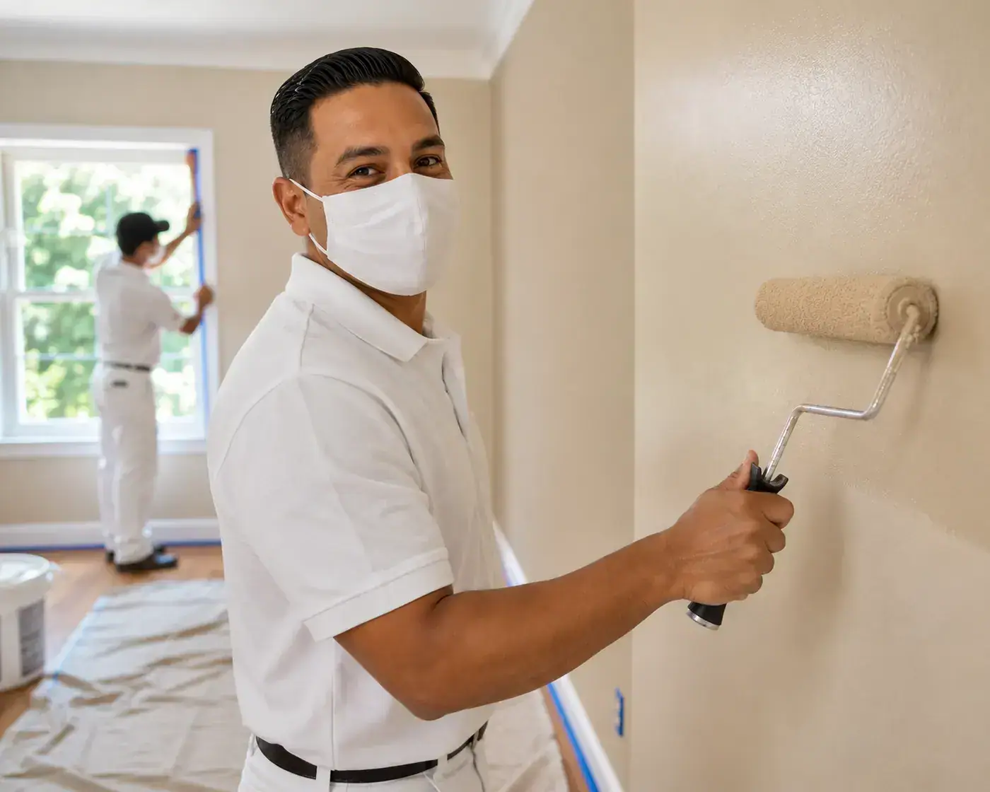 House exterior repainted with durable weather-resistant coating