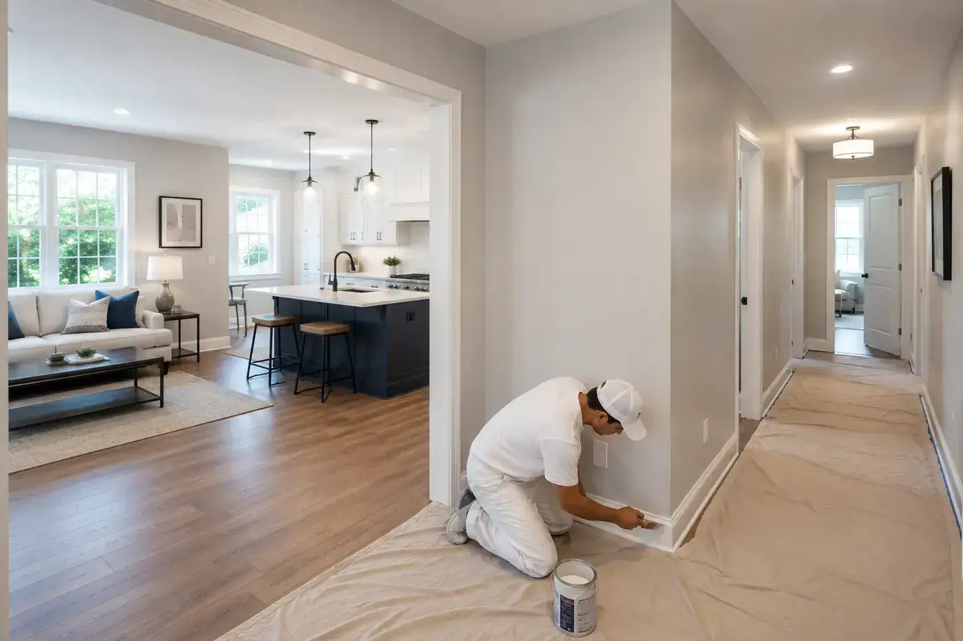 Interior living space with smooth, professionally painted walls