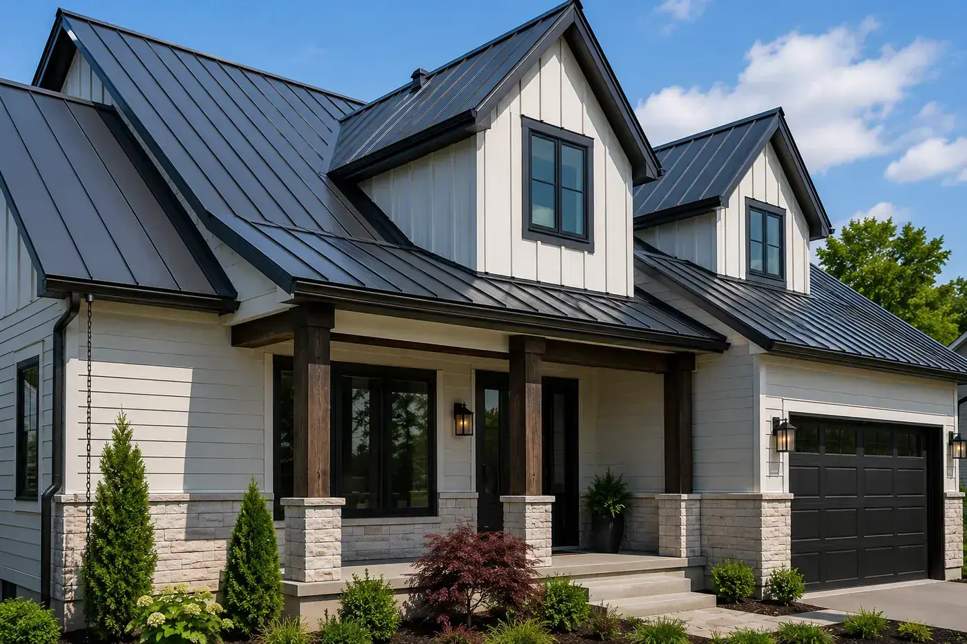 Standing seam metal roofing installed on a home