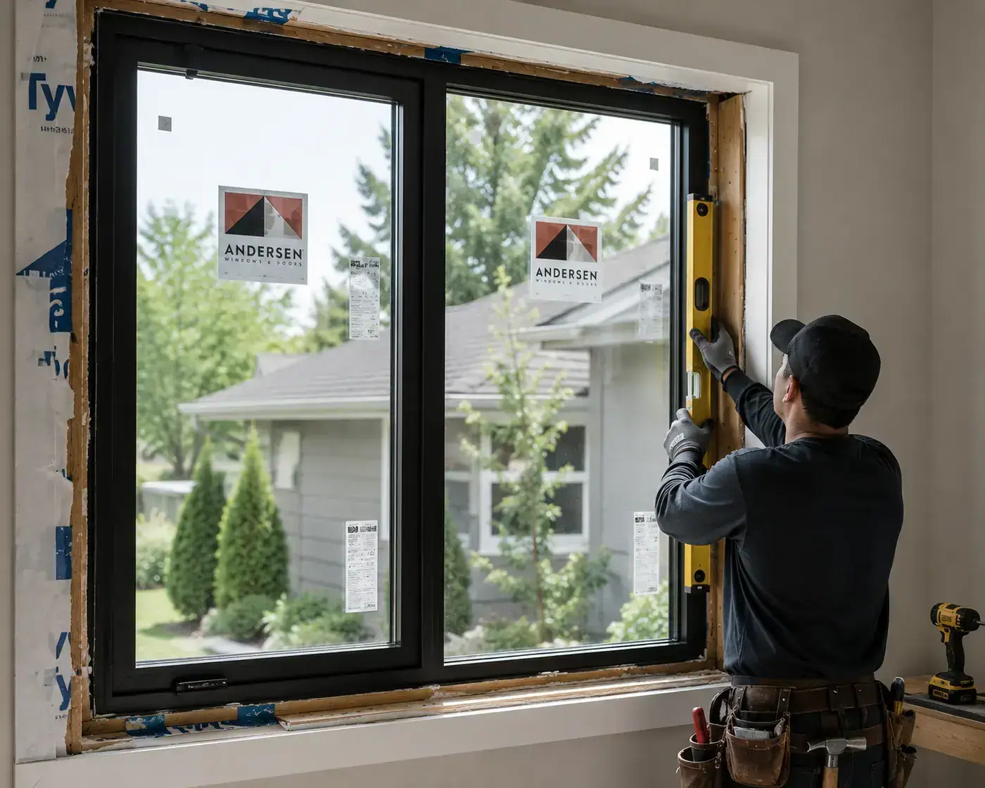 New energy-efficient window installed with clean trim work